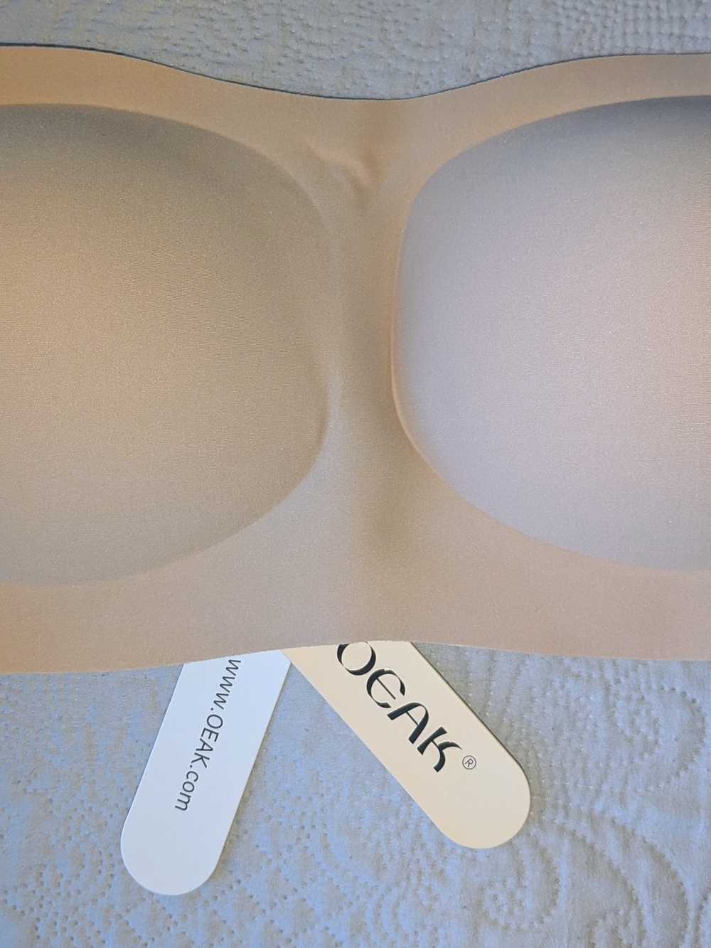 OEAK Nude Strapless Adhesive Bra - Seamless Backless Support, XL